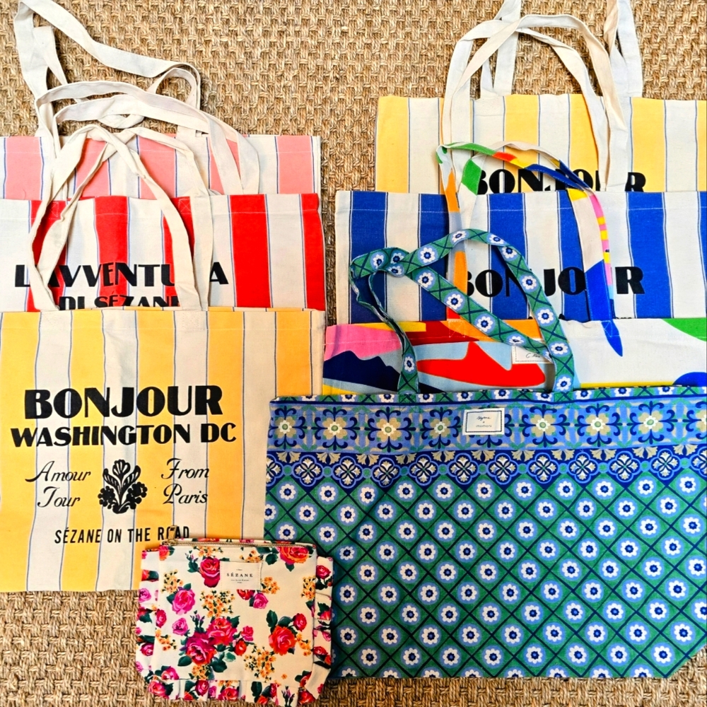 8 Sezane totes including DC, momoni, and G Kero